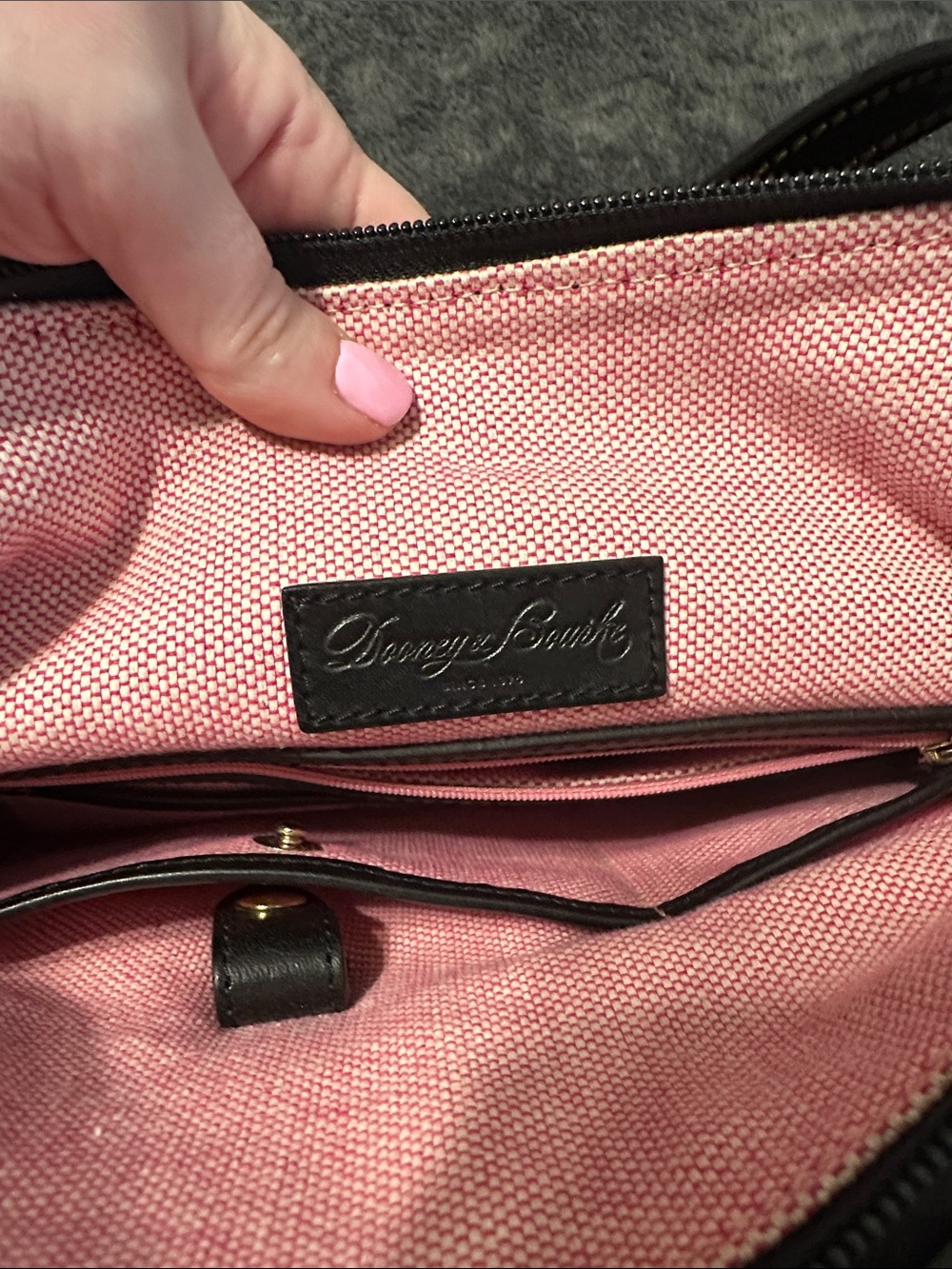 Dooney & Bourke Navy and Green Plaid Shoulder Bag - Picture 6 of 8